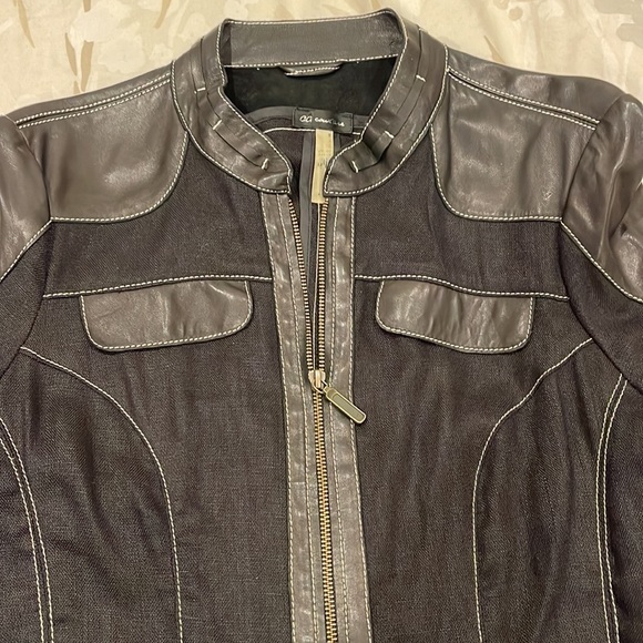 CC Couture Linen and Leather Zip Up Jacket - Picture 6 of 7